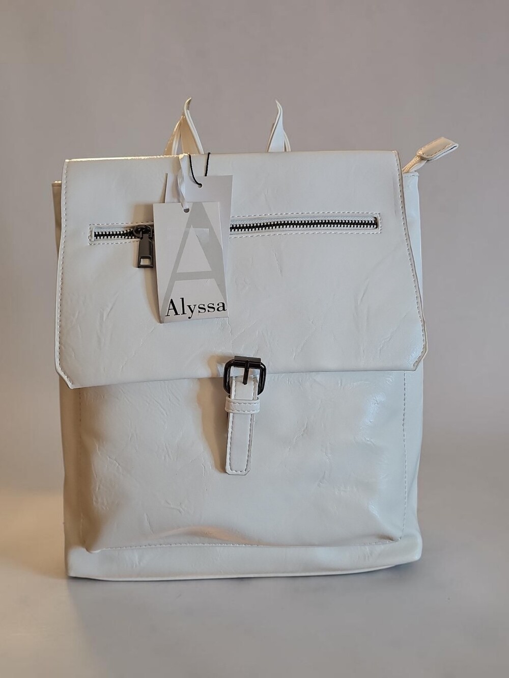 ALYSSA NWT White Faux Leather Women's Convertible  Backpack